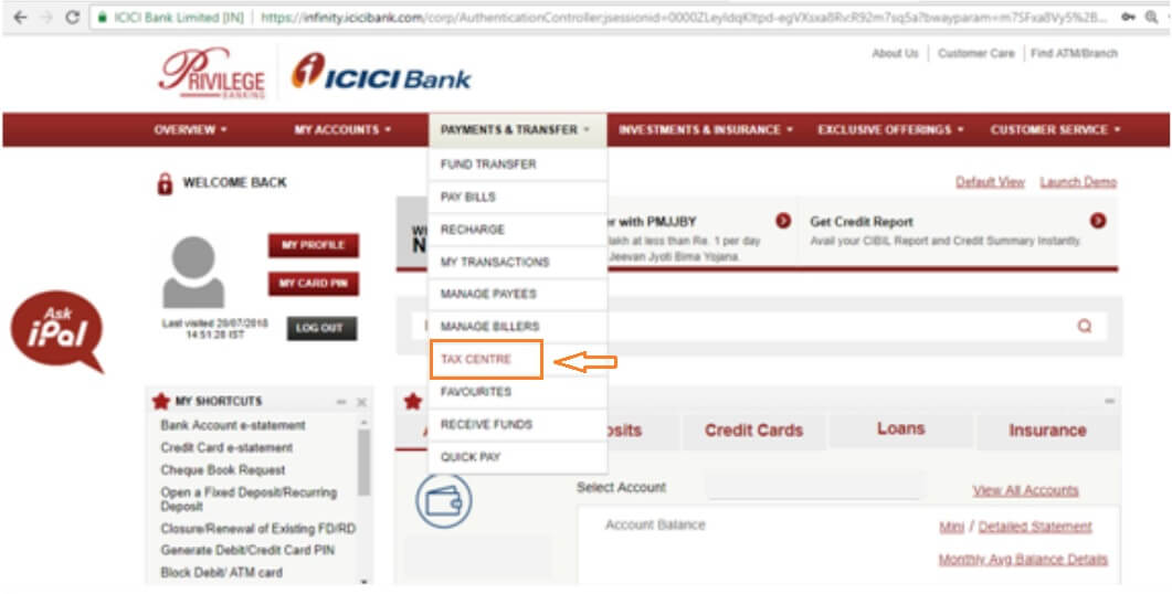 E-File Income Tax Return via ICICI Bank